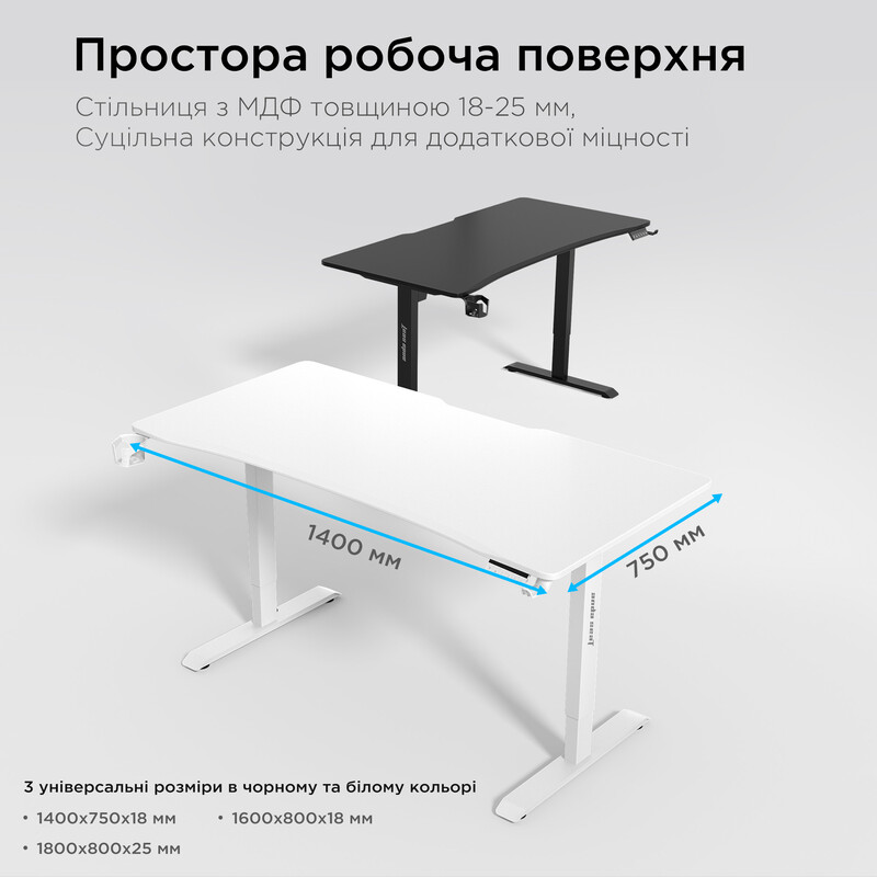 Компьютерный стол Anda Seat Xtreme 1400x750 White (AD-D-DD1-1400-07-W)