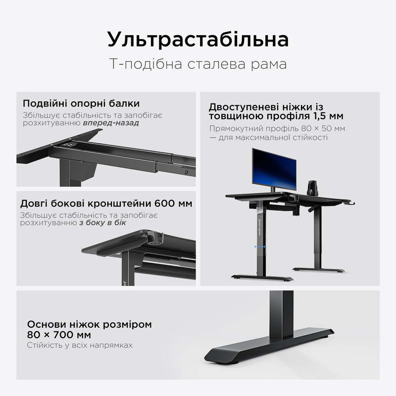 Комп`ютерний стіл Anda Seat Xtreme Pro 1600x800 Black (AD-D-DD1-1600-08-B)