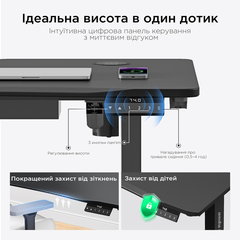 Комп`ютерний стіл Anda Seat Xtreme Pro 1600x800 Black (AD-D-DD1-1600-08-B)