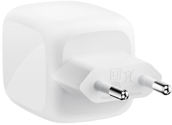 Мережевий зарядний пристрій Belkin BoostCharge Pro New Dual USB-C GaN Wall Charger 67W White (WCH020KQWH)