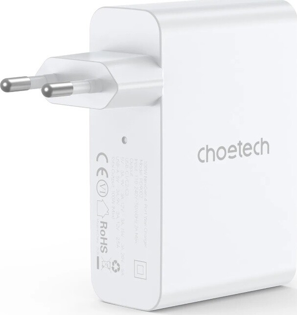 Мережевий зарядний пристрій Choetech GaN PD100W 4Ports White (PD9002)