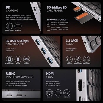 Клавиатура Axagon HMC-KB 9 in 1 Layout USB Silver/Black (HMC-KB-CRL)