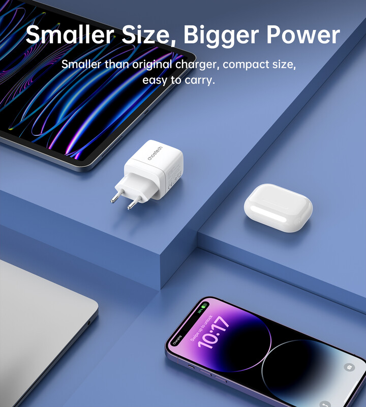 Сетевое зарядное устройство Choetech (USB-C+USB-A) White (PD6052-EU-WH)