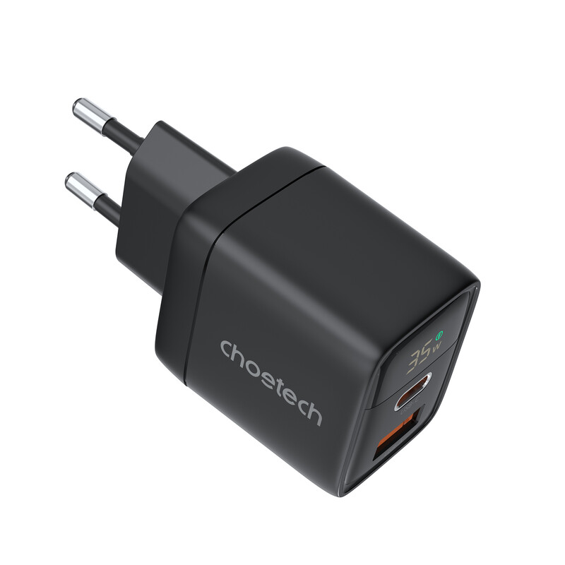 Мережевий зарядний пристрій Choetech (USB-C+USB-A) Black (PD6052-EU-BK)