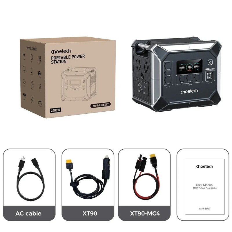 Зарядная станция Choetech BS067 2048Wh, 2400W (BS067-EU-BKSL)_OEM
