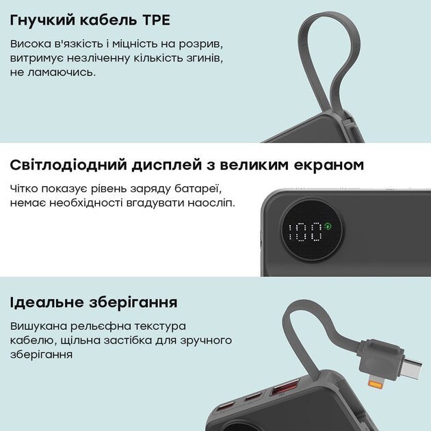Универсальная мобильная батарея Choetech B695 10000mAh 20W Black (B695-BK)