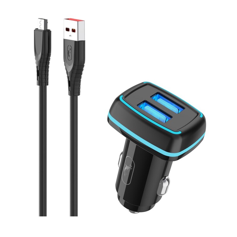 Автомобільний зарядний пристрій SkyDolphin SZ18V (2USB, 3.4A) Black (AZP-000101) + кабель microUSB_бн