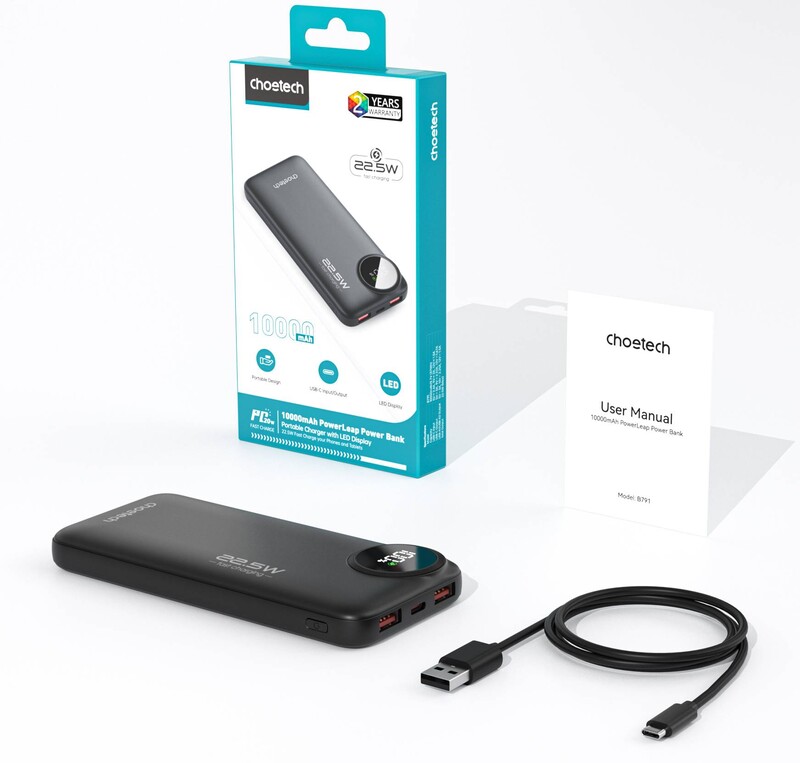 Універсальна мобільна батарея Choetech B791 10000mAh 22.5W Black (M15-B791-ACBK-NG)