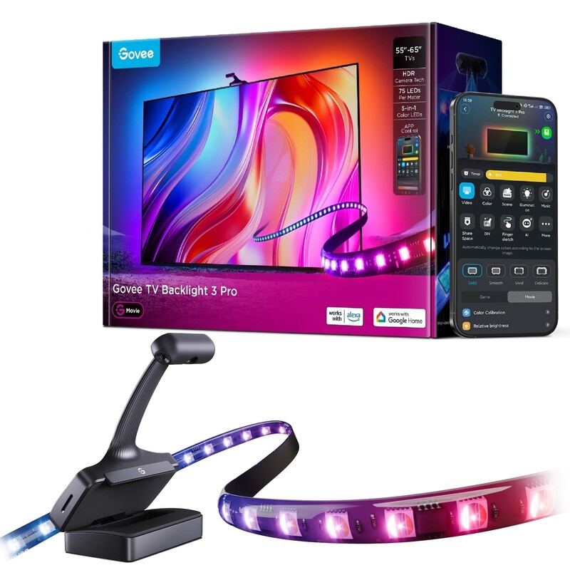 Набор адаптивной подсветки Govee R2A80 TV Backlight 3 Pro для ТВ и мониторов до 65" (R2A80C11)