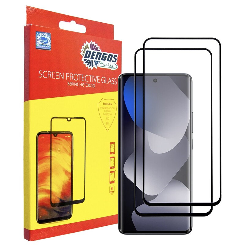 Захисне скло Dengos для Xiaomi Redmi Note 15 4G/5G Black Full Glue (DG-TG2P-99) 2 шт.