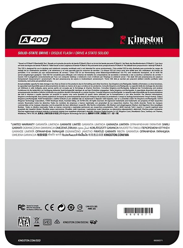 Накопитель SSD 480GB Kingston SSDNow A400 2.5" SATAIII (SA400S37/480G)