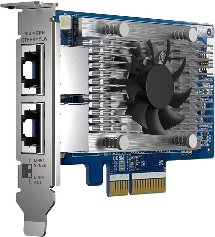 Сетевая карта Qnap Dual-port RJ45, 10GbE, PCIe Gen3 x4 (QXG-10G2T-X710)
