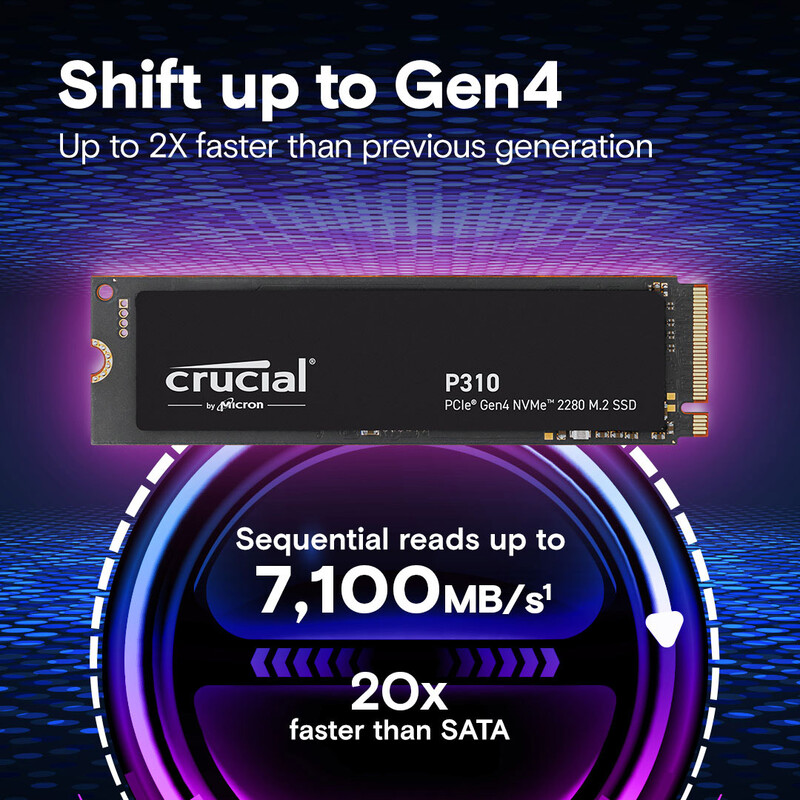 Накопитель SSD Crucial P310 1TB M.2 2280 NVMe PCIe 4.0 x4 3D NAND TLC (CT1000P310SSD8)