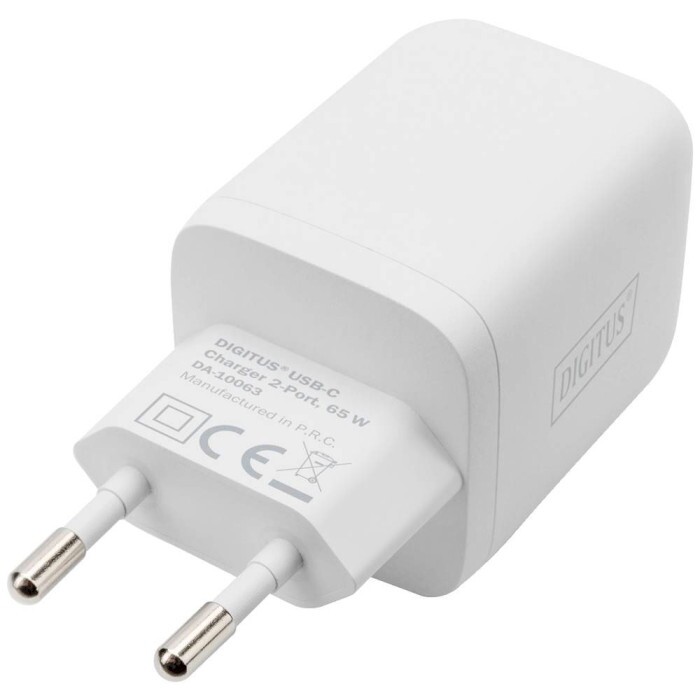 Мережевий зарядний пристрій Digitus (2USB Type-C, 3A) 65W White (DA-10063)