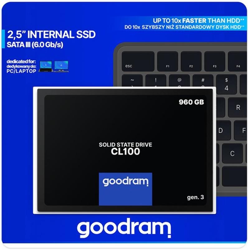 Накопитель SSD  960GB Goodram CL100 GEN.3 2.5" SATAIII 3D TLC (SSDPR-CL100-960-G3)