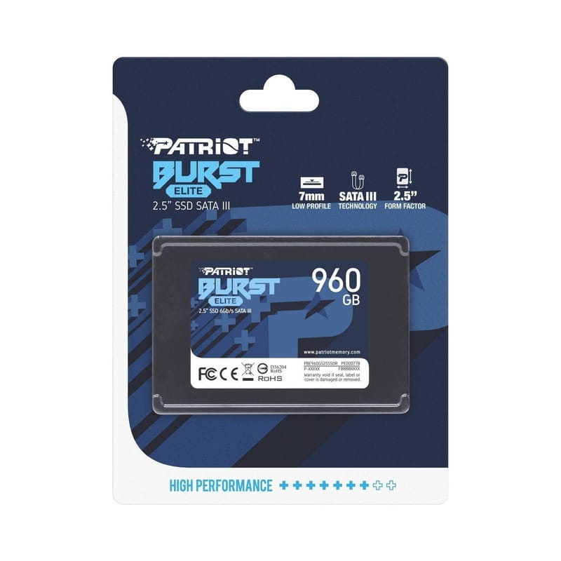 Накопитель SSD  960GB Patriot Burst Elite 2.5" SATAIII TLC (PBE960GS25SSDR)