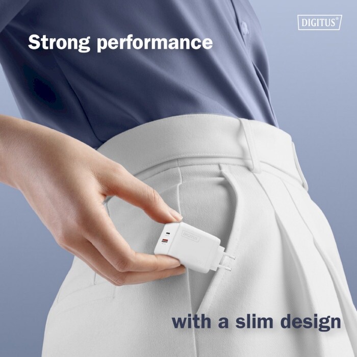 Мережевий зарядний пристрій Digitus (1USB-C, 3A, 1USB-A, 3A) 30W White (DA-10301)
