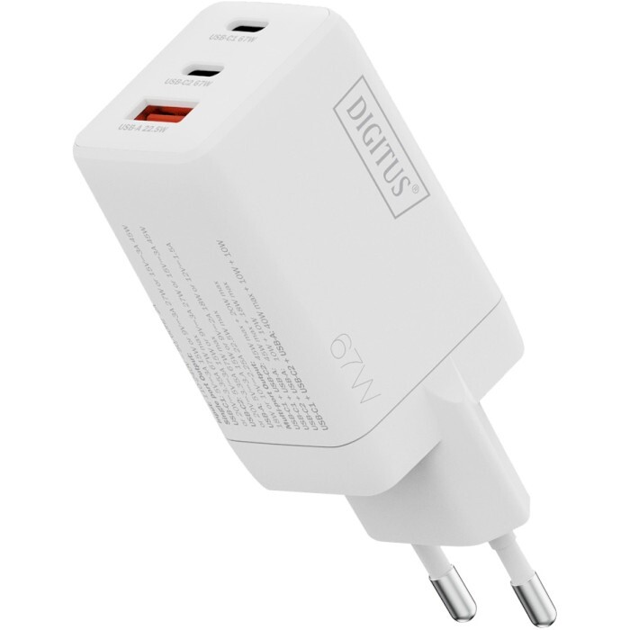 Мережевий зарядний пристрій Digitus (2USB-C, 3A, 1USB-A, 3A) 67W White (DA-10303)
