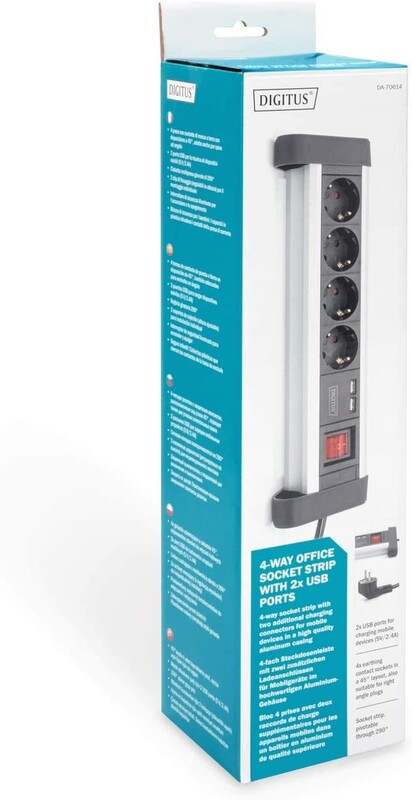 Фільтр живлення Digitus DA-70614 4 розетки, 2 USB, 1.5 м, Silver