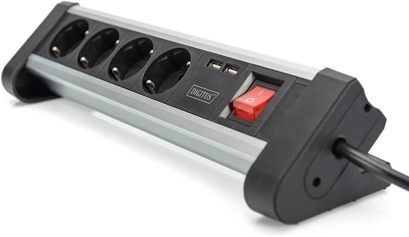 Фільтр живлення Digitus DA-70614 4 розетки, 2 USB, 1.5 м, Silver