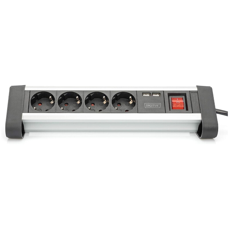 Фільтр живлення Digitus DA-70614 4 розетки, 2 USB, 1.5 м, Silver