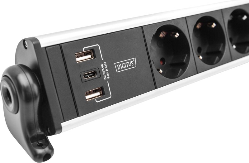Фильтр питания Digitus DA-70624 6 розетки, 2 USB, USB-C, 1.5 м, Silver