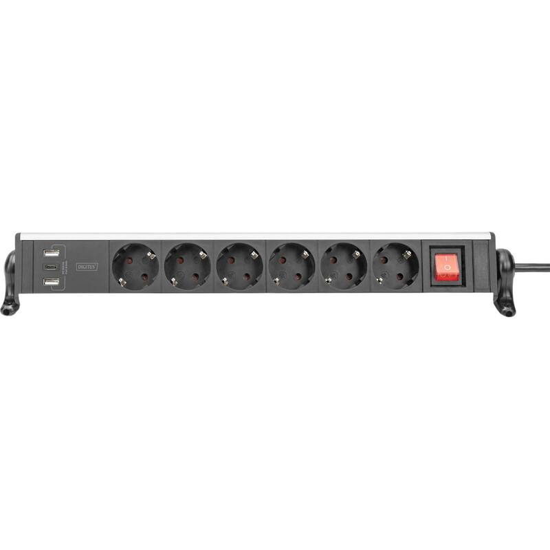 Фильтр питания Digitus DA-70624 6 розетки, 2 USB, USB-C, 1.5 м, Silver