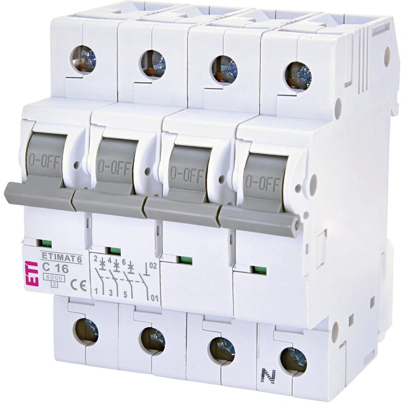 Автоматический выключатель ETI ETIMAT 6 3p+N C 16 А (6 kA) (2146516)