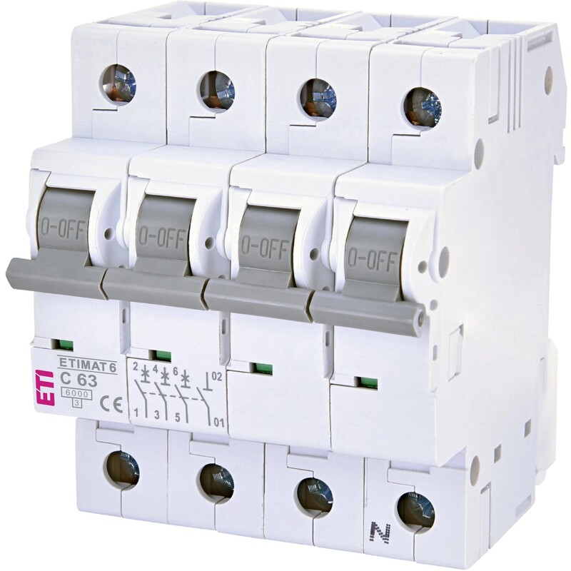 Автоматичний вимикач ETI ETIMAT 6 3p+N C 63 А (6 kA) (2146522)