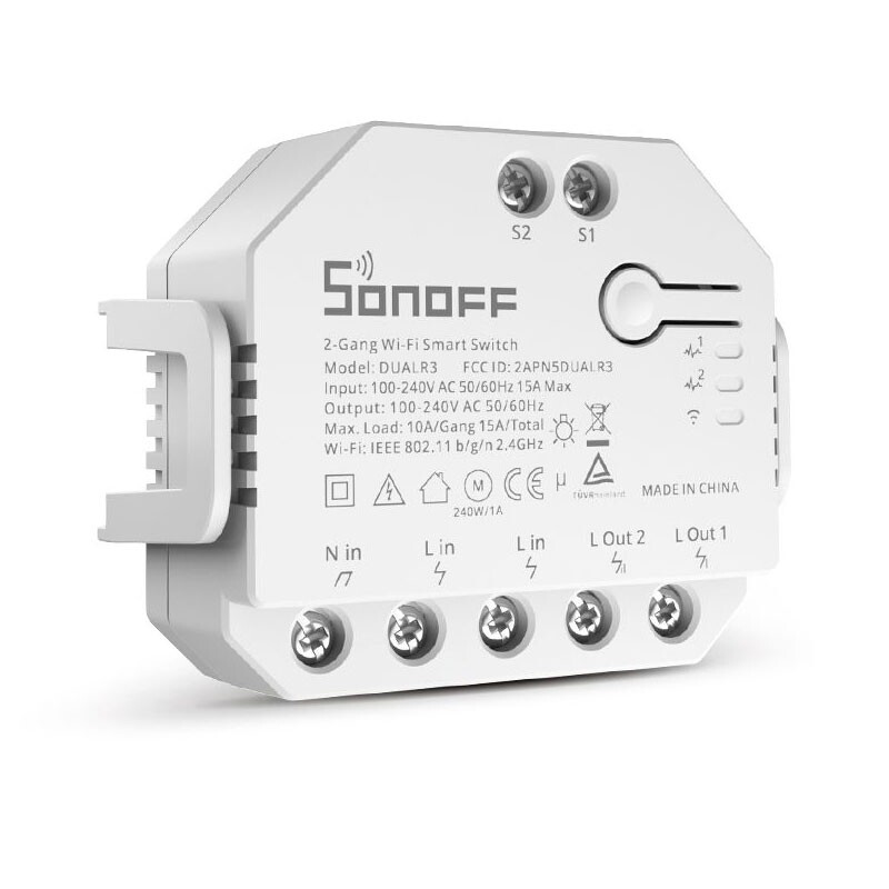 Смарт-перемикач Sonoff Wi-Fi із подвійним реле та вимірюванням потужності DUALR3