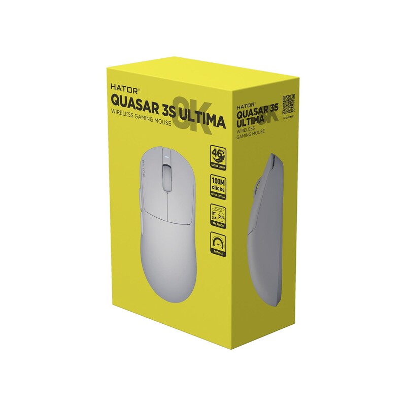 Мышь беспроводная Hator Quasar 3S Ultima 8K Wireless White (HTM661)