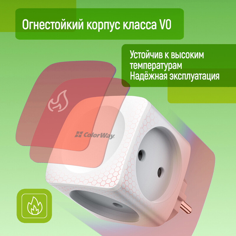 Разветвитель ColorWay CW-CHE4W 4 розетки White