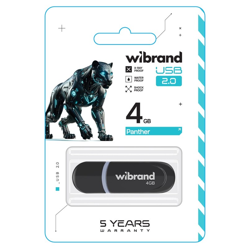 Флеш-накопичувач USB 4GB Wibrand Panther Black (WI2.0/PA4P2B)