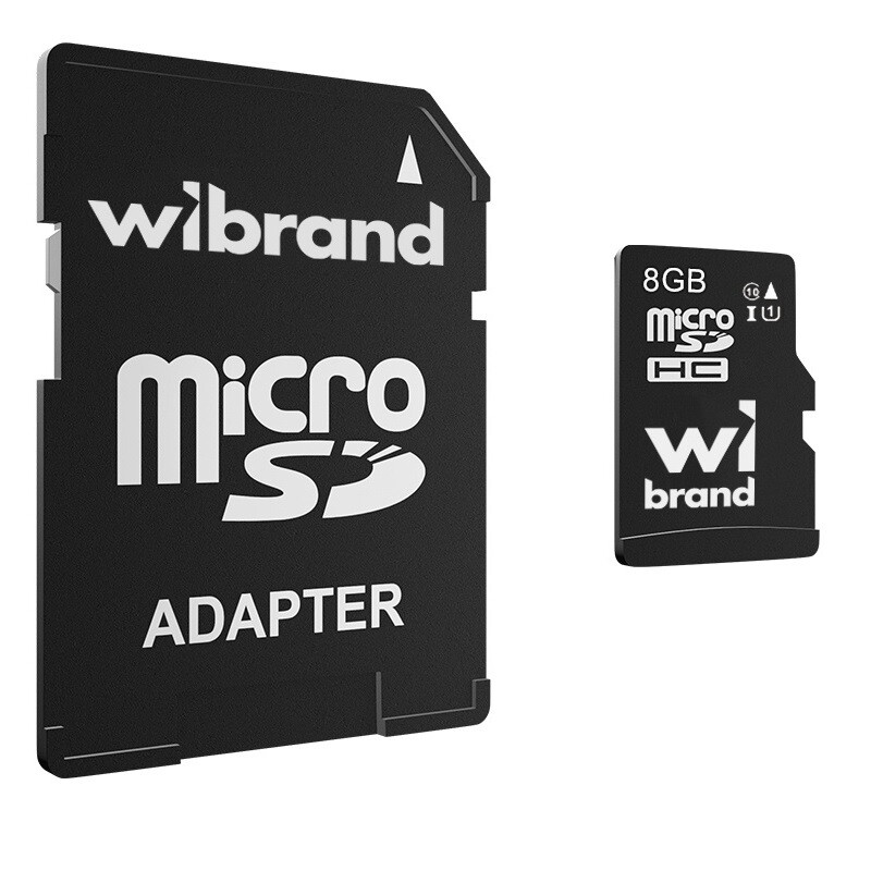 Карта пам`ятi MicroSDHC 8GB UHS-I Class 10 R30/W10MB/s Wibrand + SD-adapter (WICDHC10/8GB-A)