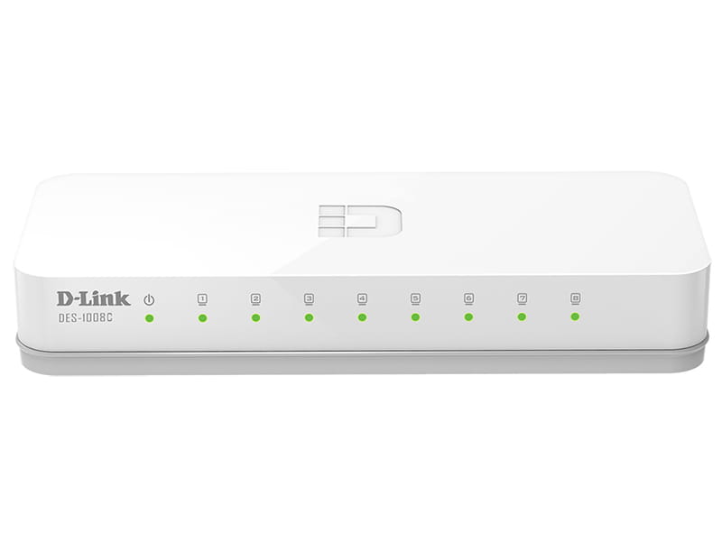 Коммутатор D-Link DES-1008C (8*FE, Plastic)