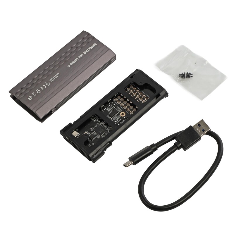 Зовнішня кишеня Maxxter M.2 NVMe PCIe, USB 3.1 Type-C Gen2, RGB, Metal, Black (EHDE-2280SRGB-01)