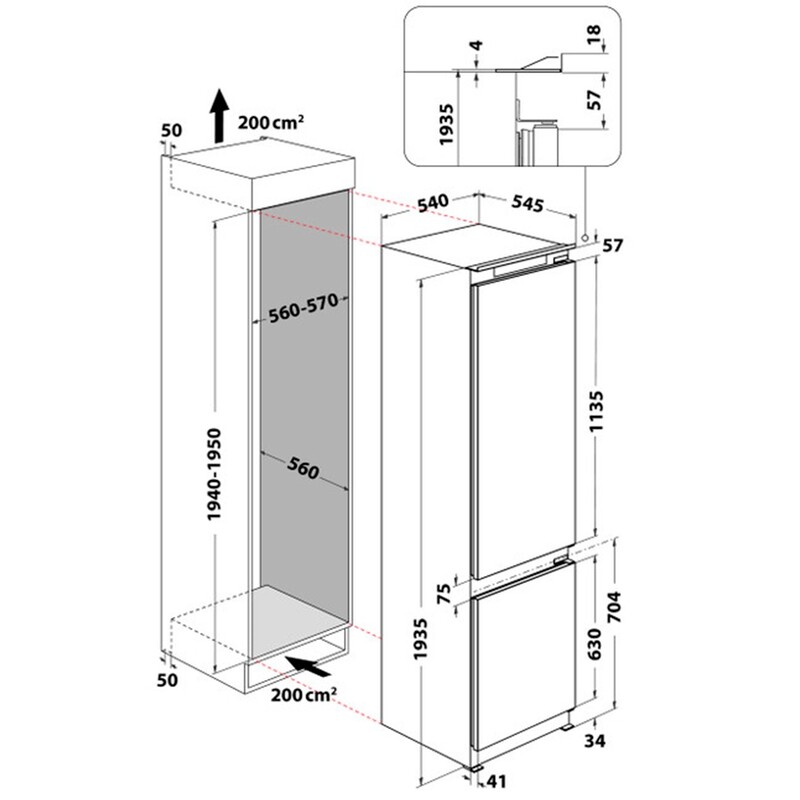 Вбудований холодильник Whirlpool WHC20D023B1 SF