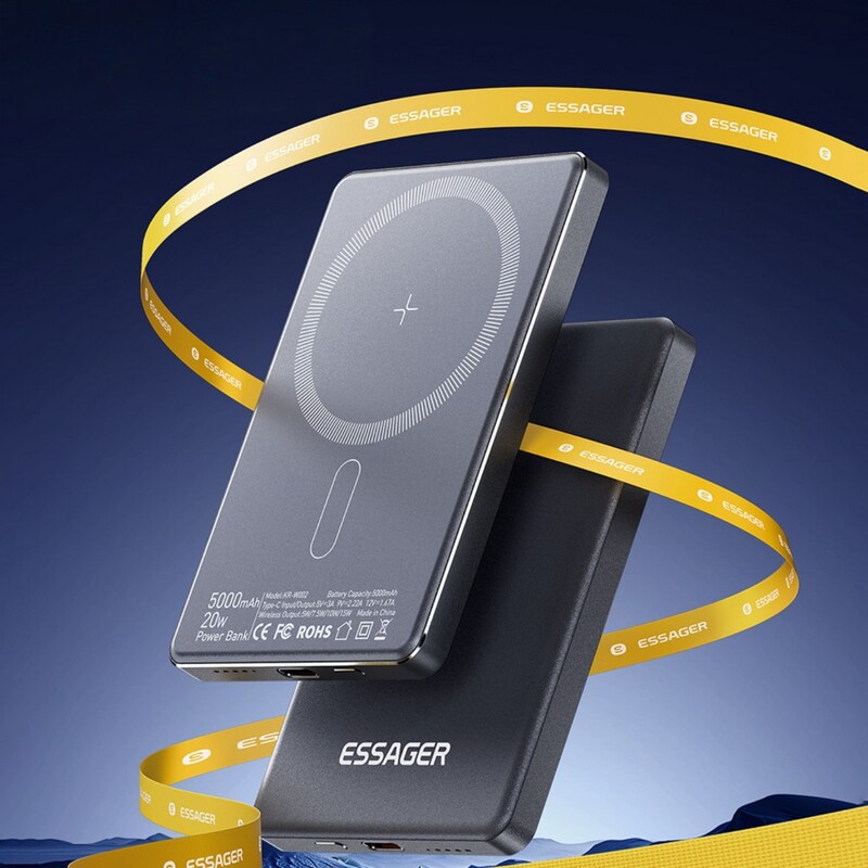 Універсальна мобільна батарея Essager Cross-Border 5000mAh 20W Magsafe/PD/QC3.0 Grey (EDY5K-YJ0A-Z)