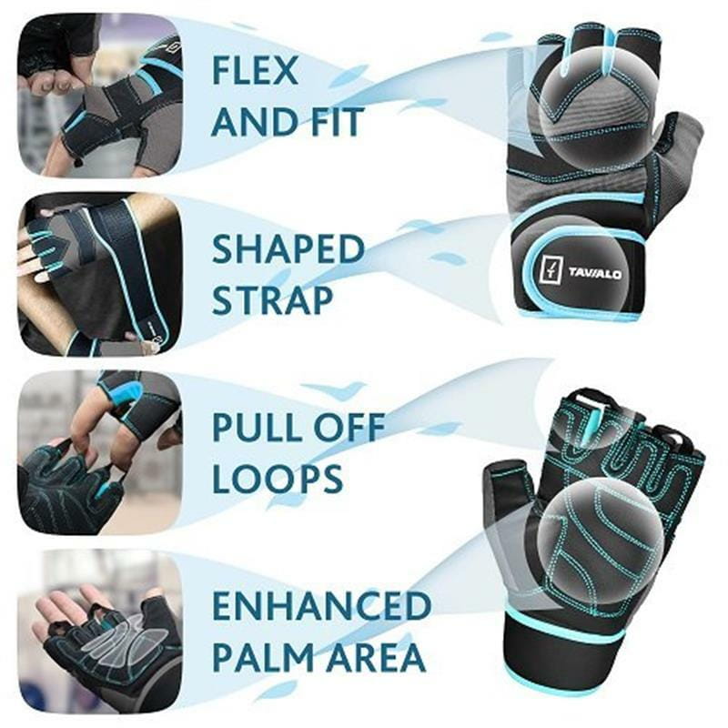Перчатки для фитнеса Tavialo мужские M Black-Gray-Blue (189202007)