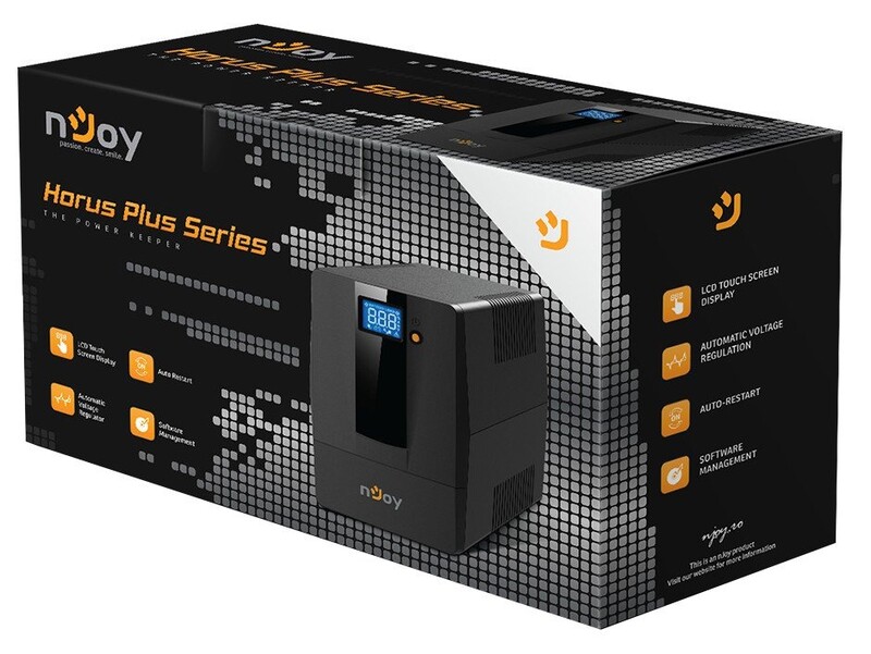 ИБП NJOY Horus Plus 600 (PWUP-LI060H1-AZ01B) Lin.int., AVR, 2 x евро, USB, LCD, пластик