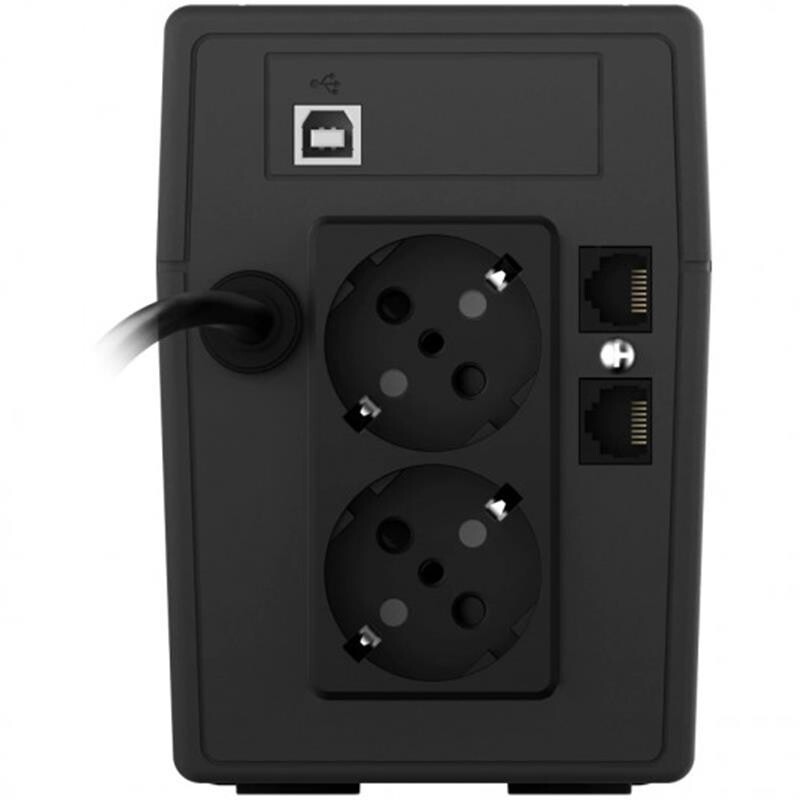 ИБП NJOY Cadu 650 (UPCMTLS665TCAAZ01B), Lin.int., AVR, 2 x Schuko, USB, LCD, пластик