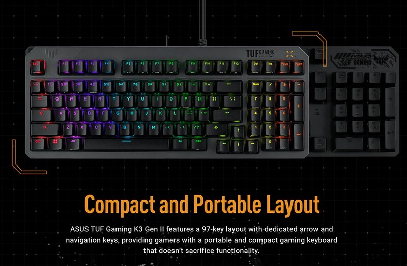Клавиатура Asus TUF Gaming K3 Gen II Opti-Mech RGB 97key Switches ABS Black (90MP0390-BKMA00)_promo