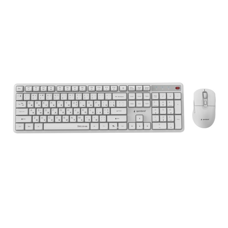Комплект (клавіатура, миша) бездротовий Gembird KBS-WMS-01-W-CYRL White