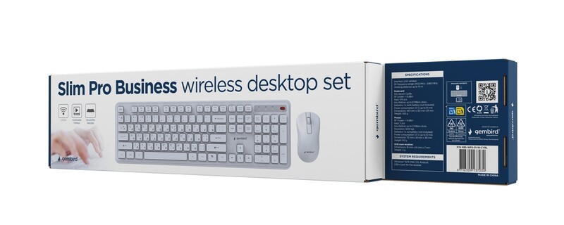 Комплект (клавиатура, мышь) беспроводной Gembird KBS-WPS-01-W-CYRL White