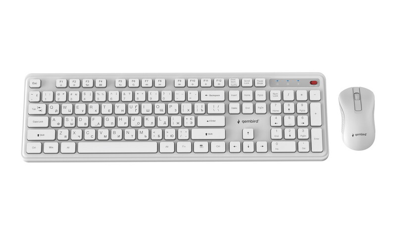 Комплект (клавиатура, мышь) беспроводной Gembird KBS-WPS-01-W-CYRL White