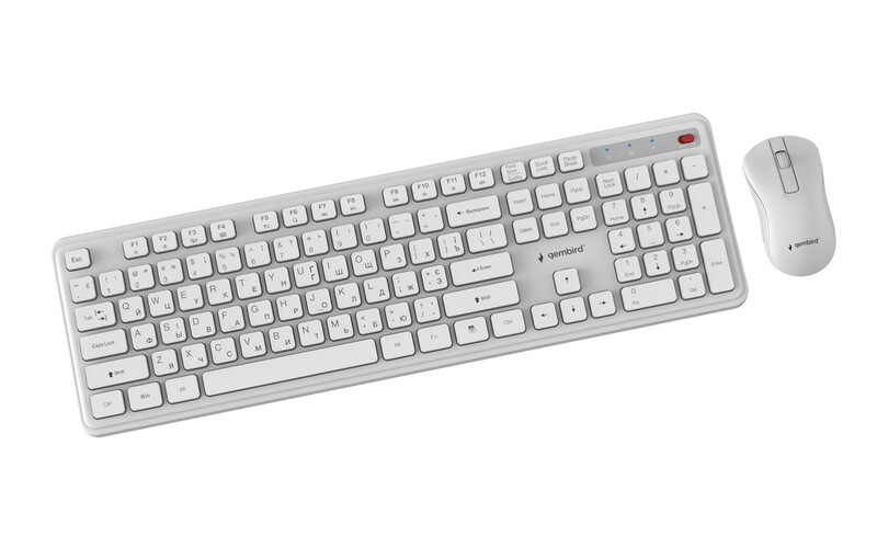 Комплект (клавиатура, мышь) беспроводной Gembird KBS-WPS-01-W-CYRL White