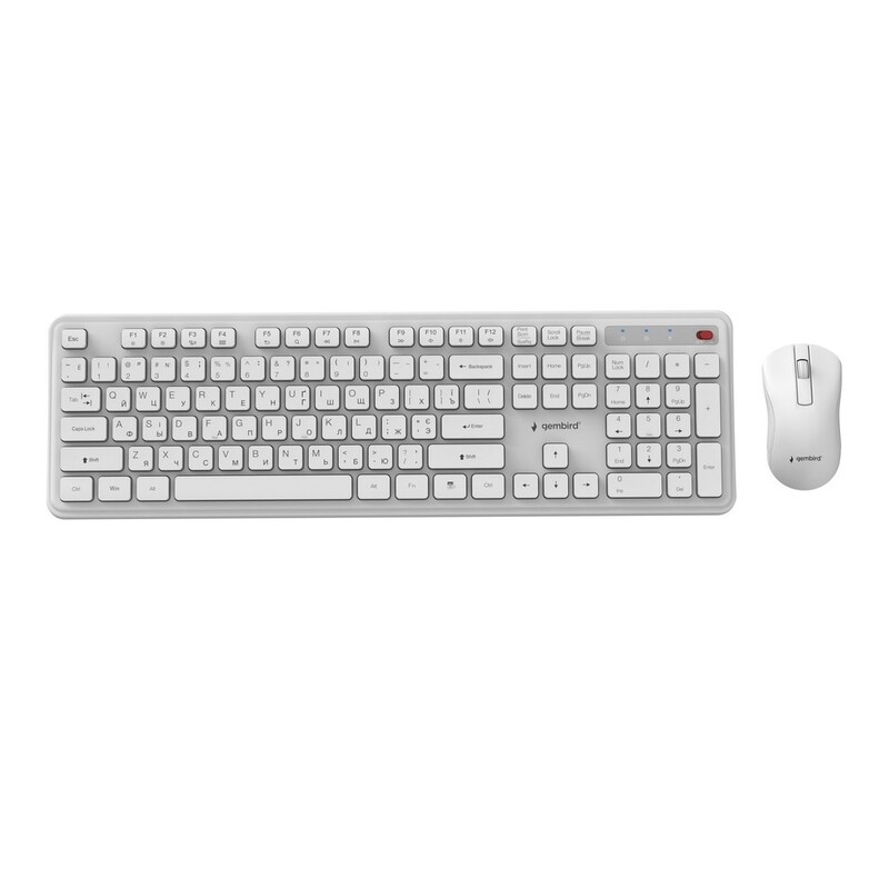 Комплект (клавиатура, мышь) беспроводной Gembird KBS-WPS-01-W-CYRL White