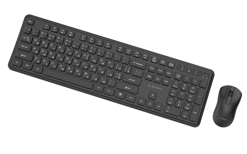 Комплект (клавиатура, мышь) беспроводной Gembird KBS-WPS-01-CYRL Black