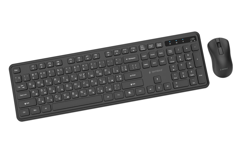Комплект (клавиатура, мышь) беспроводной Gembird KBS-WPS-01-CYRL Black