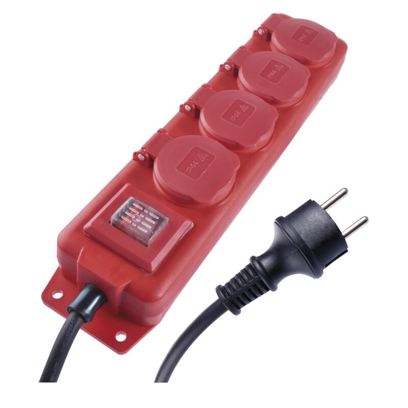 Фільтр живлення Emos (P14201) з вимикачем, 4 розетки, 1.5мм2, 10м, Red